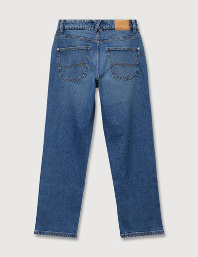 Jeans straight 7/8&egrave;me taille haute denim stone femme