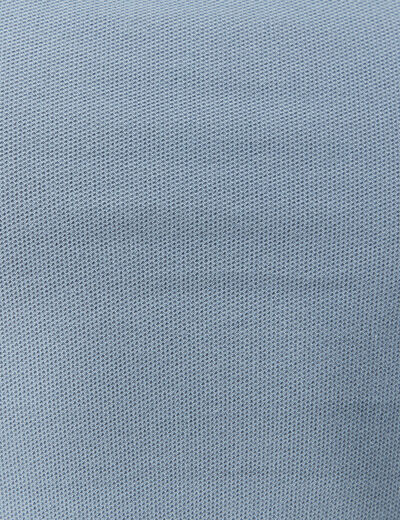 Polo manches longues en coton bleu gris homme