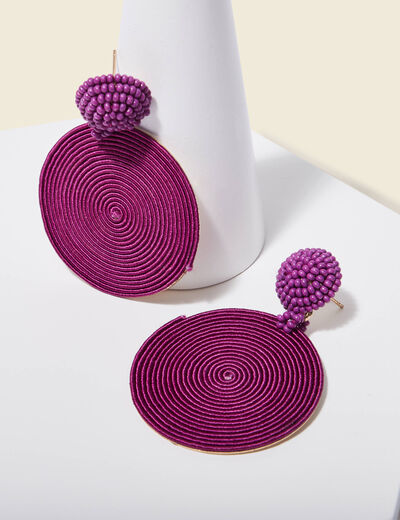 Boucles d'oreilles pendantes rose framboise femme