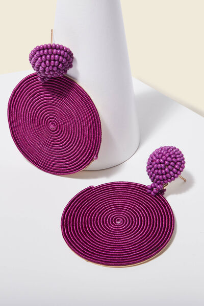 Boucles d'oreilles pendantes rose framboise femme