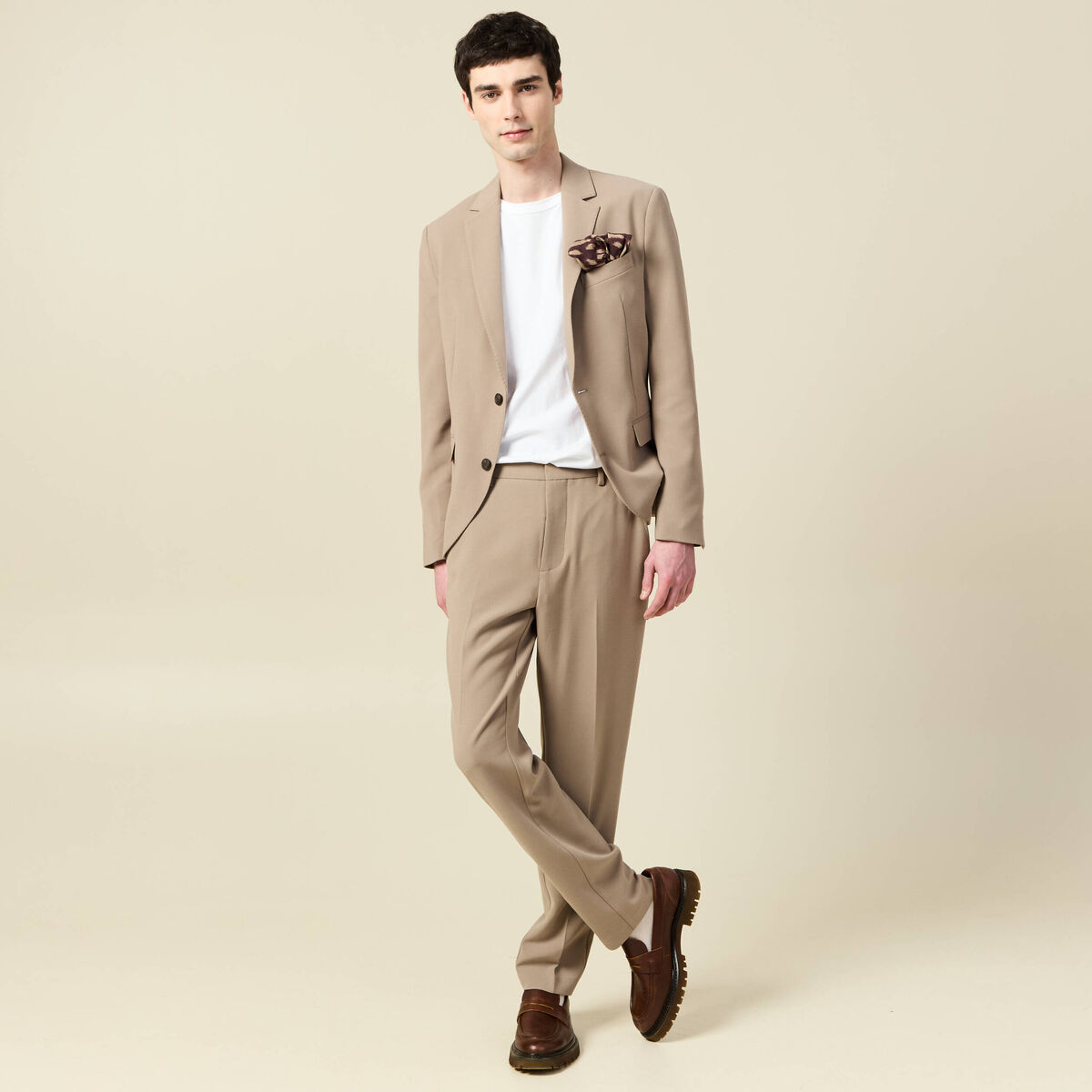 Pantalon slim cigarette taupe homme