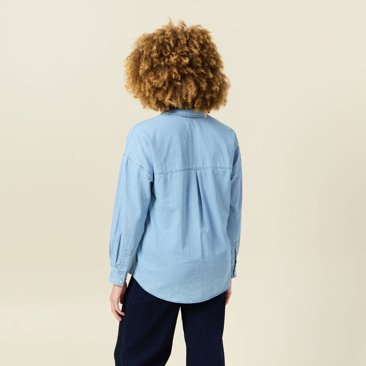 Chemise en jean denim bleach femme