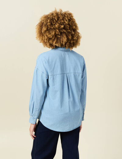 Chemise en jean denim bleach femme