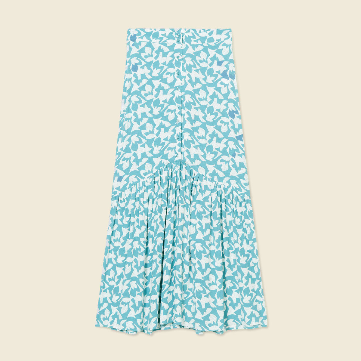 Jupe longue évasée fluide blanc femme
