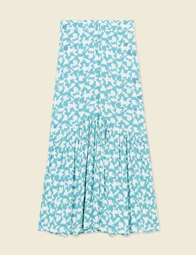Jupe longue évasée fluide blanc femme
