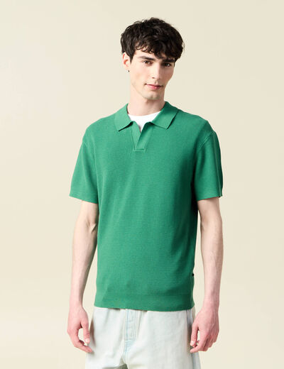 Polo cintré manches courtes vert homme
