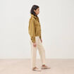 Veste en velours col biker camel femme