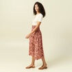 Jupe longue &eacute;vas&eacute;e en coton marron fonc&eacute; femme
