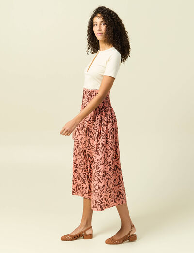 Jupe longue &eacute;vas&eacute;e en coton marron fonc&eacute; femme