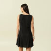 Robe fluide sans manches col rond noir femme