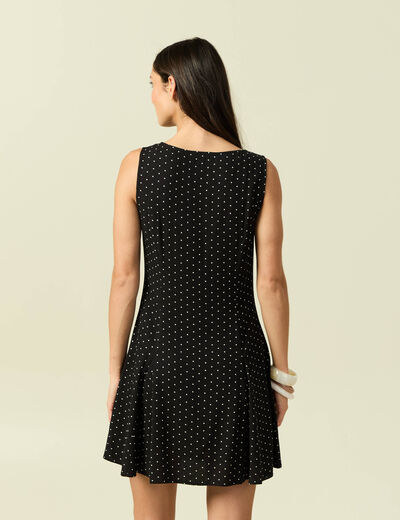 Robe fluide sans manches col rond noir femme