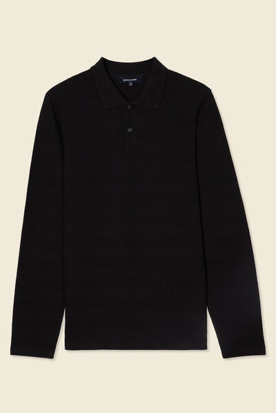 Polo manches longues noir homme