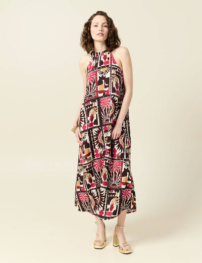 Robe longue droite creme femme