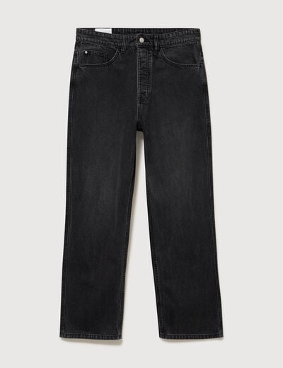 Jeans loose longueur 34 en coton denim snow noir homme
