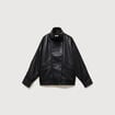 Blouson manches longues similicuir noir femme