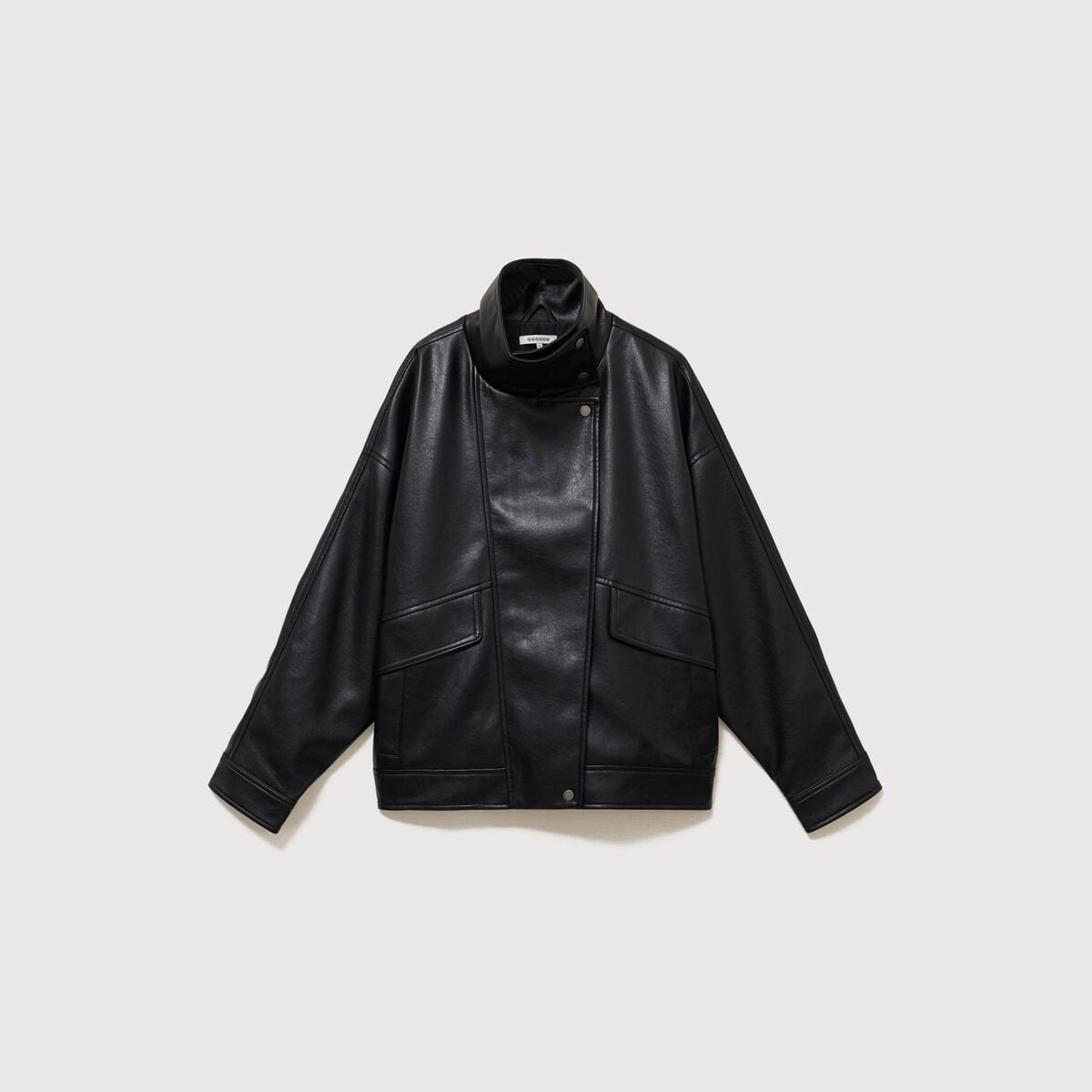 Blouson manches longues similicuir noir femme
