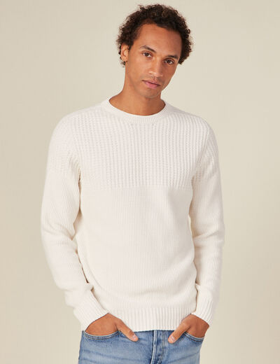 Pull manches longues fabriqué en France ecru homme
