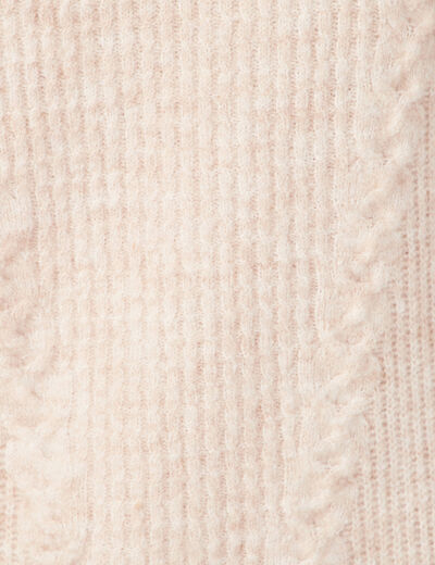 Robe pull droite torsades creme femme
