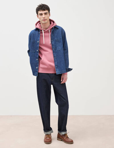 Sweat &agrave; capuche vieux rose homme