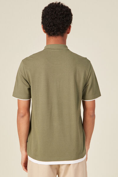Polo manches courtes vert kaki homme
