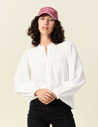 Chemise manches longues ecru femme