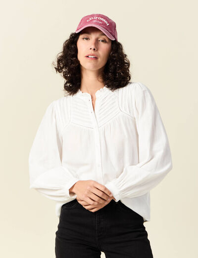 Chemise manches longues ecru femme