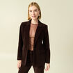 Veste blazer velours marron fonc&eacute; femme