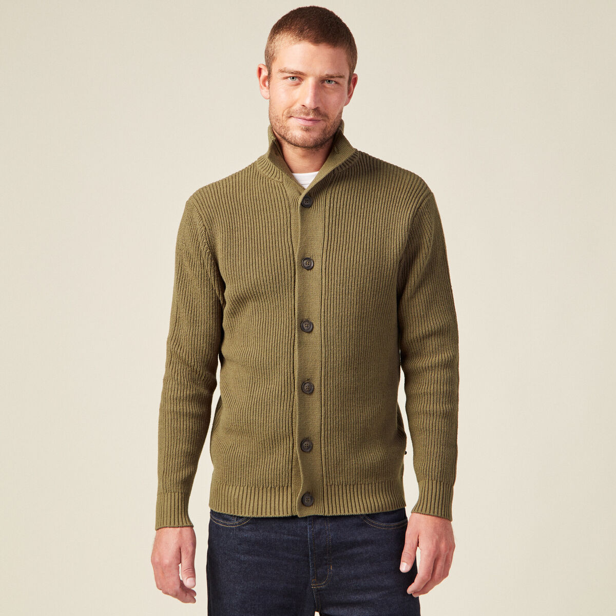 Gilet manches longues beige homme