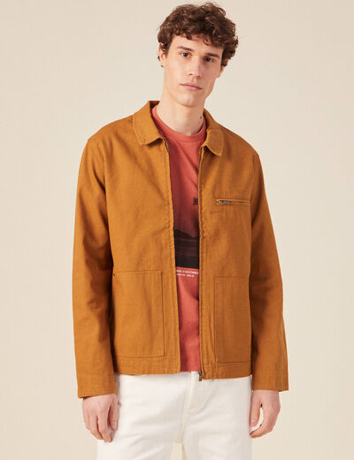 Blouson zippé droit camel homme