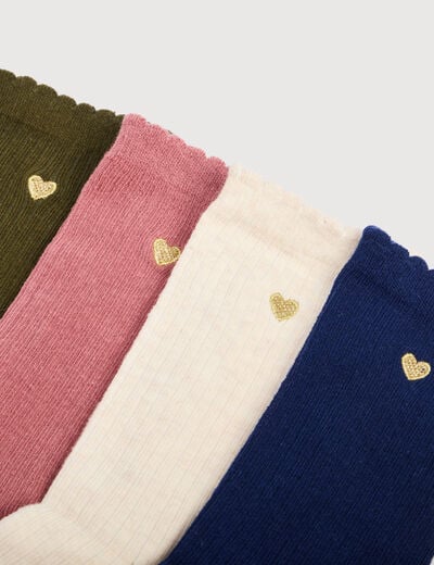Lot de 4 paires de chaussettes vert kaki femme