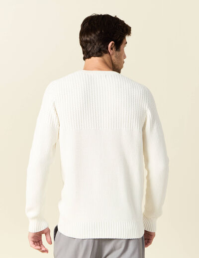 Pull manches longues fabriqué en France ecru homme