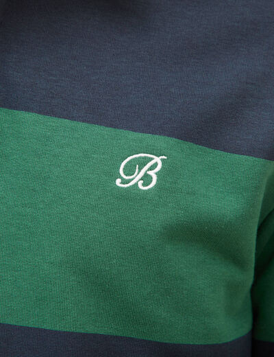 Polo manches longues broderie bleu marine homme