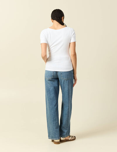T-shirt ajust&eacute; manches courtes blanc femme