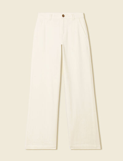 Jeans flare taille haute creme femme
