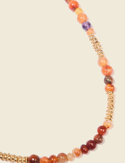 Collier avec perles orange foncé femme