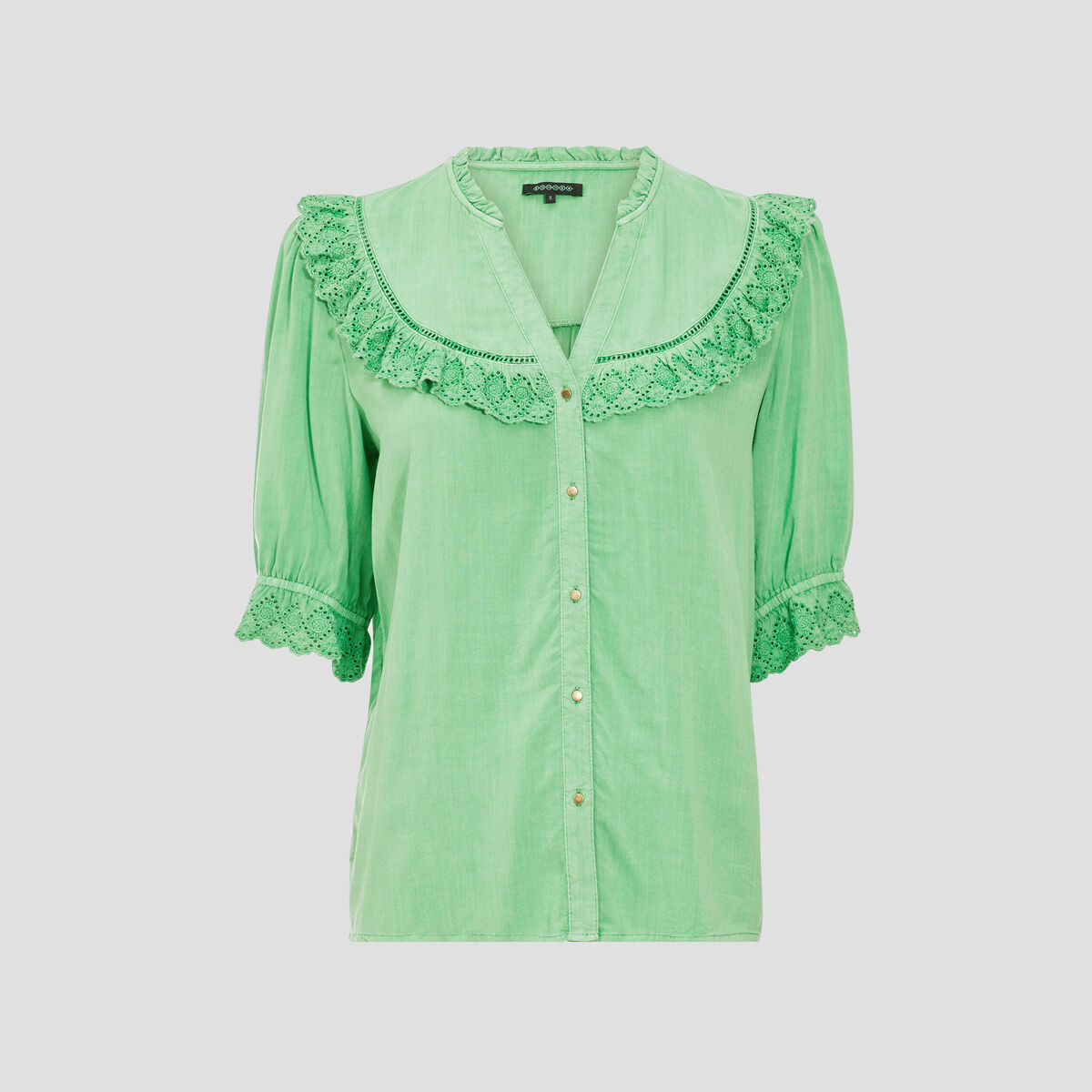 Chemise manches 3/4 vert clair femme