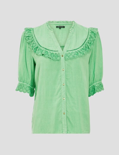 Chemise manches 3/4 vert clair femme