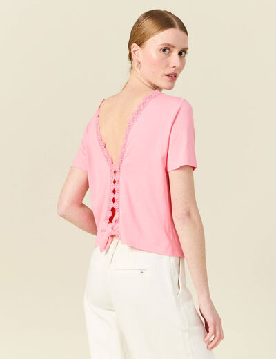 T-shirt manches courtes rose femme