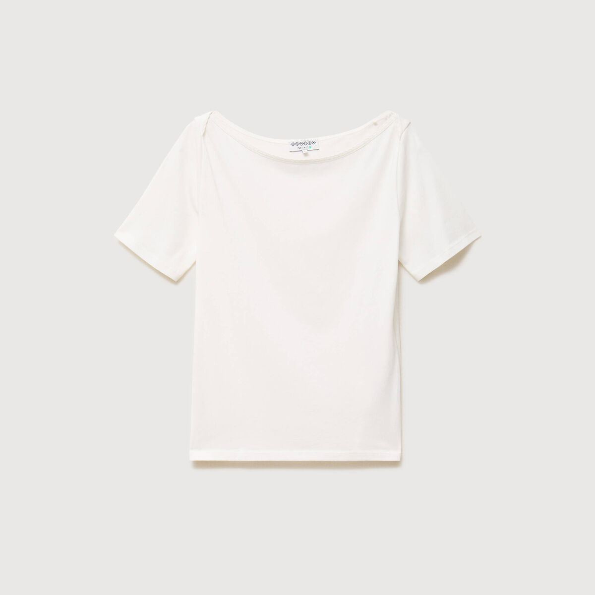 T-shirt ajust&eacute; manches courtes ecru femme