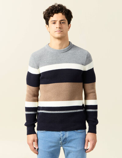 Pull manches longues bleu marine homme