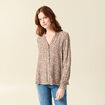 Blouse droite courte manches longues marron femme
