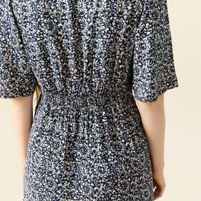 Robe longue trapèze bleu femme