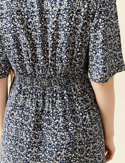 Robe longue trapèze bleu femme