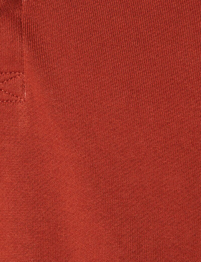 Sweat manches longues col polo marron cognac homme