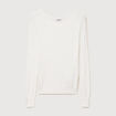 Pull droit col bateau manches longues ecru femme