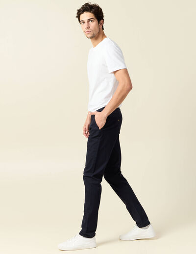 Pantalon chino longueur 32 bleu fonc&eacute; homme
