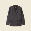 Veste oversize manches longues doublée gris foncé femme