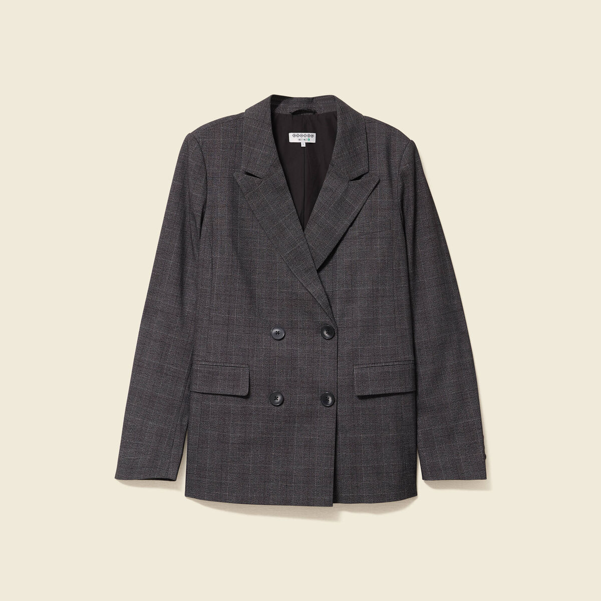 Veste oversize manches longues doublée gris foncé femme