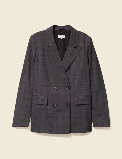 Veste oversize manches longues doublée gris foncé femme