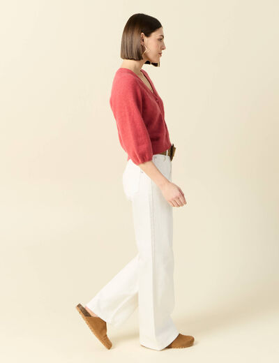 Gilet manches 3/4 rose framboise femme